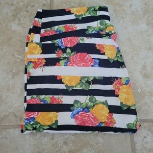 LuLaRoe OS Flower Stripe Leggings